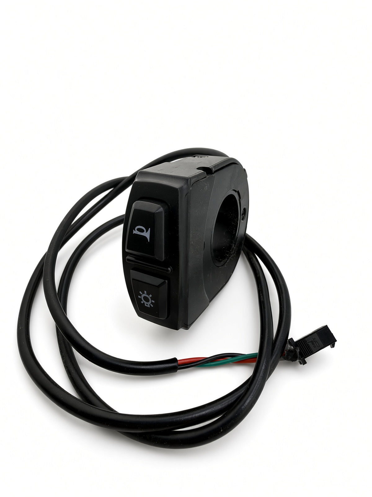Hiboy DK1 handlebar light and horn switch showing the buttons