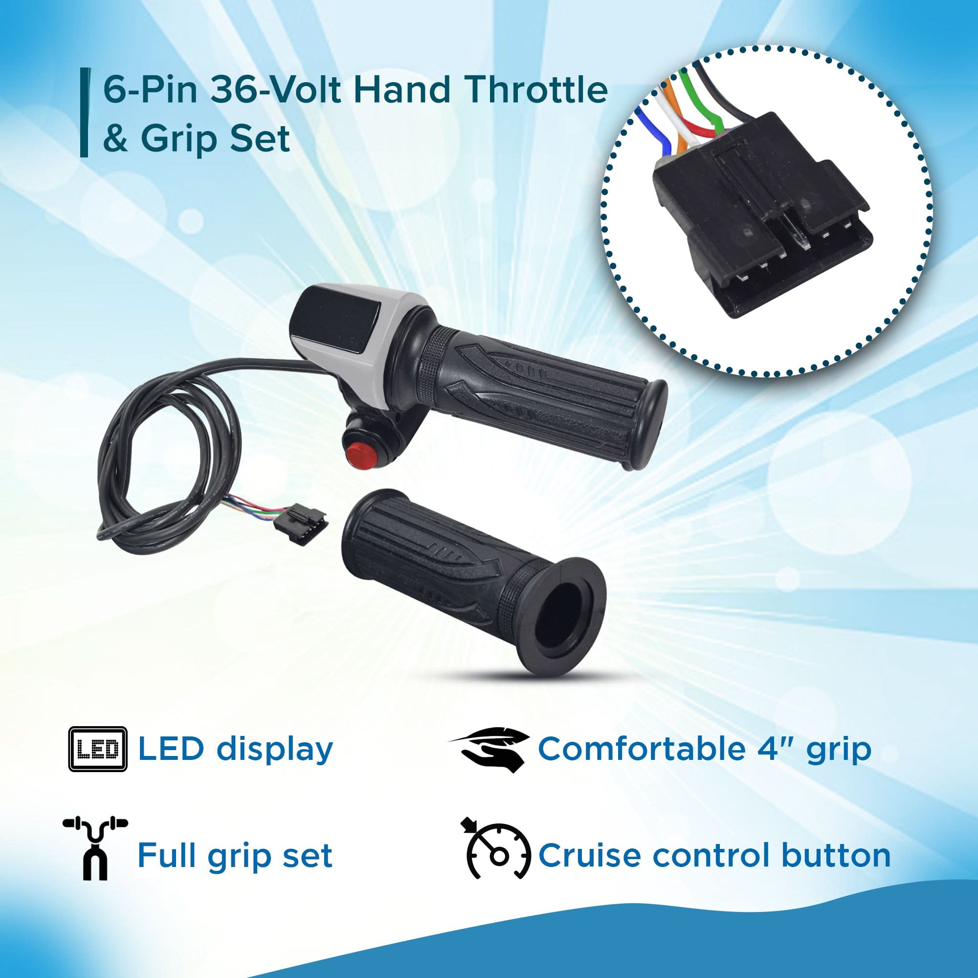6-Wire 36-Volt Hand Throttle & Grip Set for the Jetson® Bolt Folding Electric Bike
