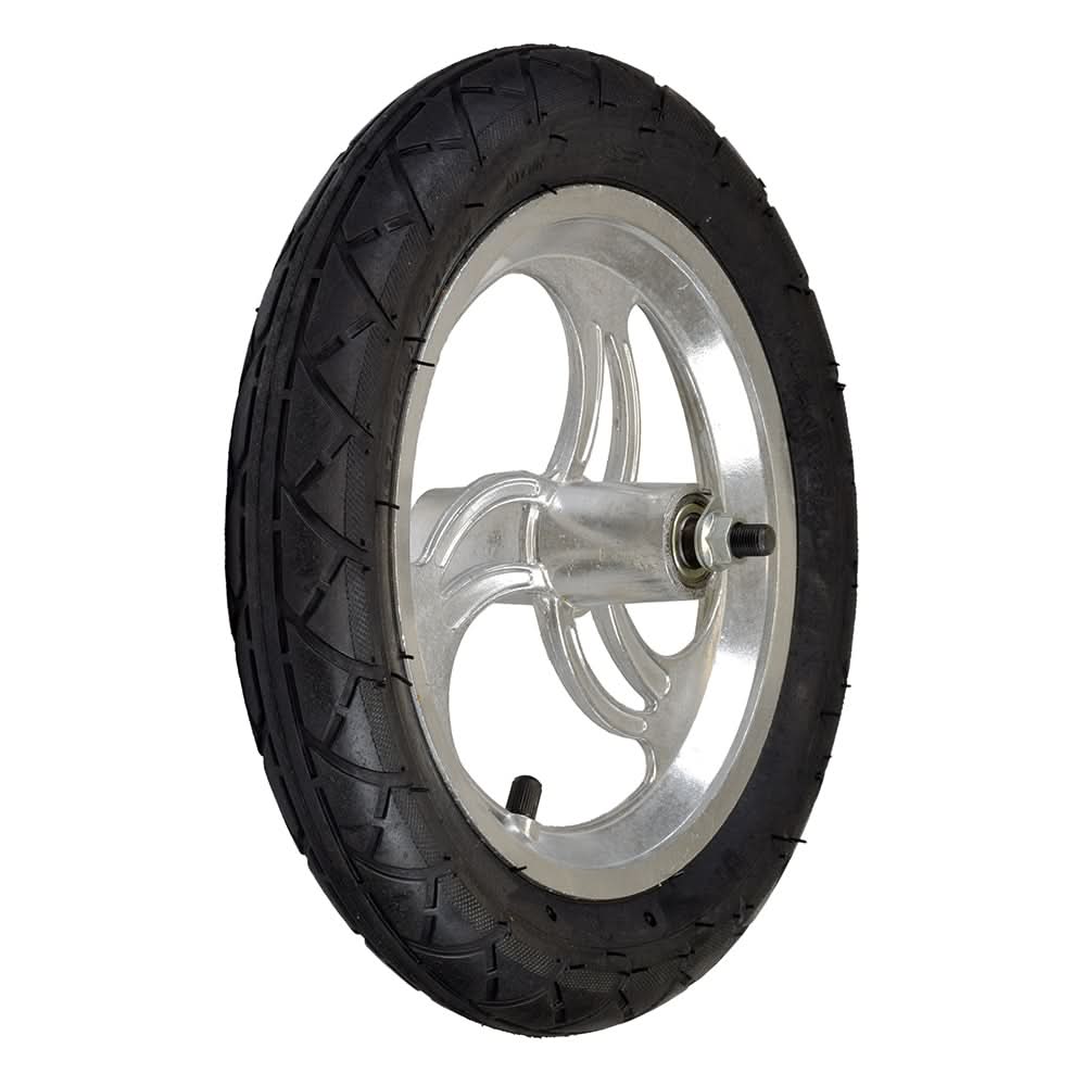12-1/2" x 2-1/4" Front Wheel Assembly with Axle (Curved Spokes)