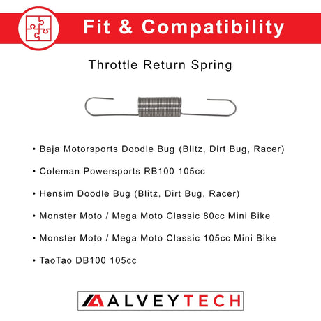 Throttle Return Spring for the Coleman RB100 105cc Mini Bike