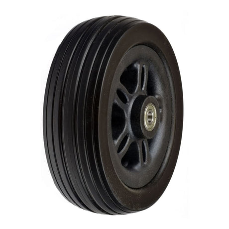 WHL2007128 Pride part number. A single black power chair wheel for the Jazzy EVO 614.