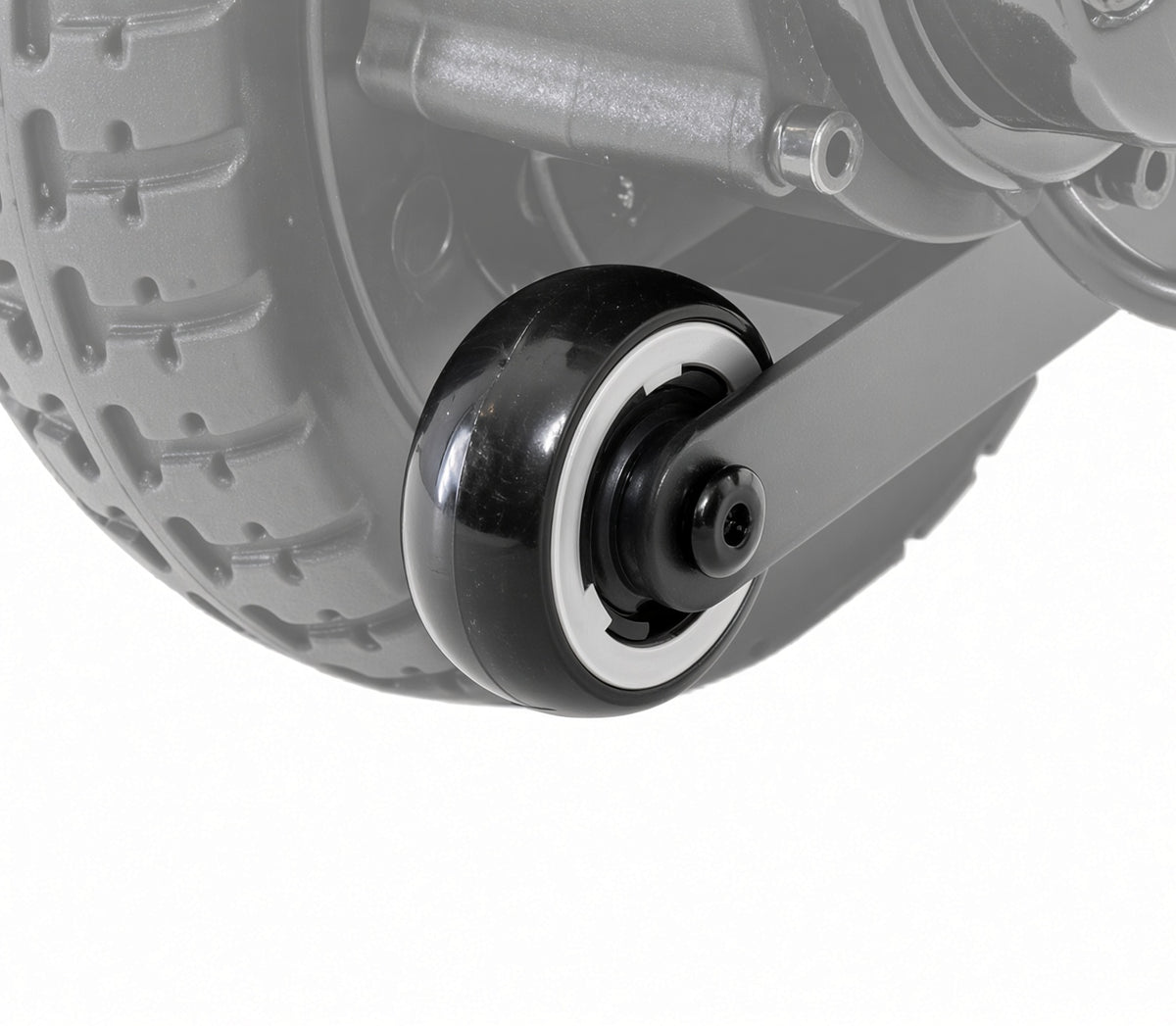 WHL2200188 Small caster wheel for the rear of the Jazzy Carbon power chair that acts as an anti-tip device.