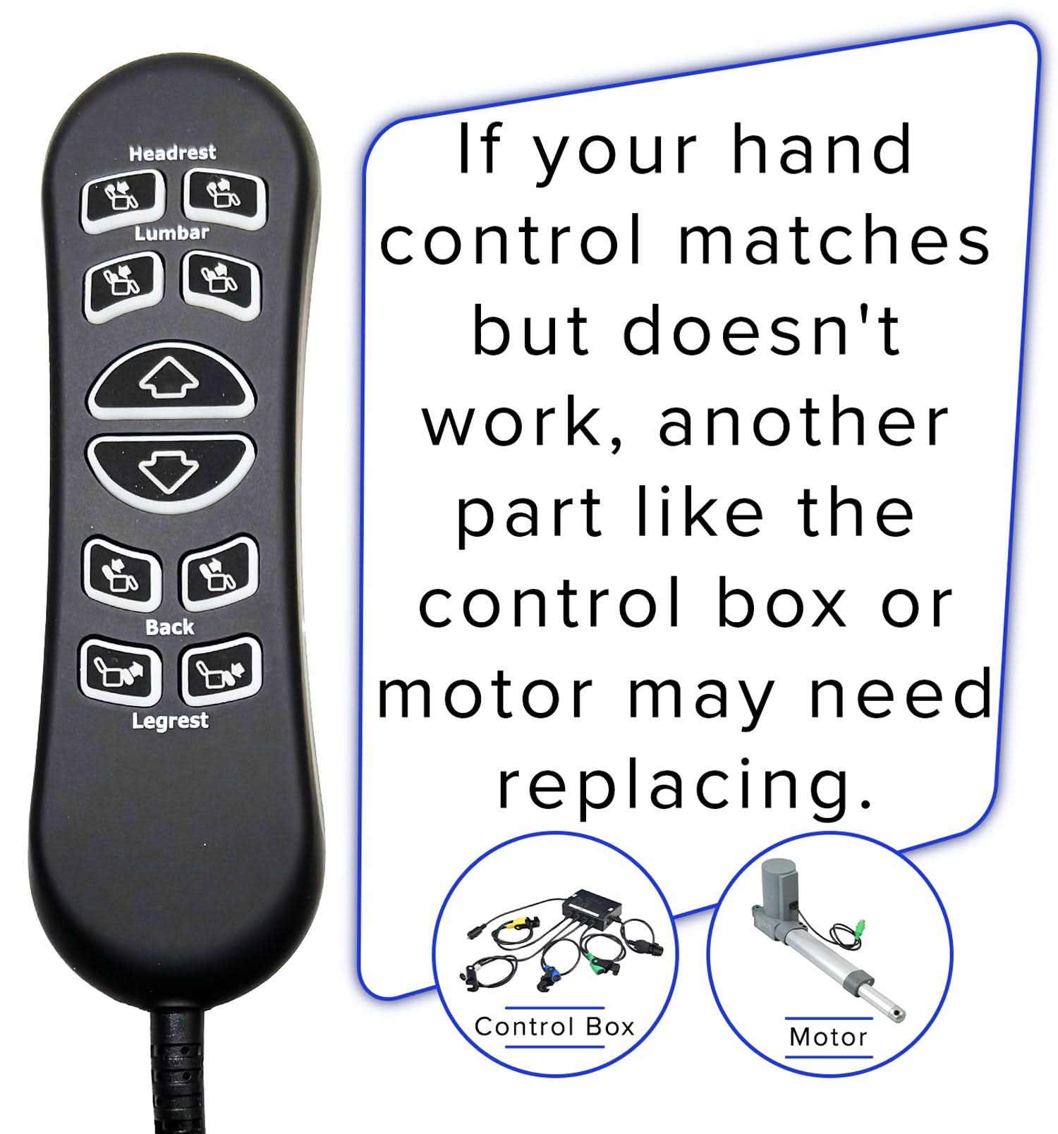 10-Button Hand Control for the Jackson/Catnapper Warner Lift Chair (CTL1707190) or Flexsteel Jenkins Lift Chair