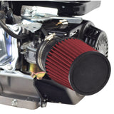 High Performance Air Filter Intake Kit for the Realtree RT200 212cc Mini Bike, featuring a close-up of the red air filter and metal parts, ensuring optimal engine performance on track or trail.