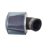 38 mm Racing Air Filter with Rain Cover & 45 Degree Angle for Yamaha Zuma 50cc & 125cc Scooters, featuring a close-up of the cylindrical filter and rubber fitting.