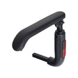 Complete Left Side Armrest Assembly for ActiveCare/Drive Medical Spitfire Series Scooters, featuring a black armrest pad with a red reflector, a lever, and a close-up of the elevating swivel hinge.