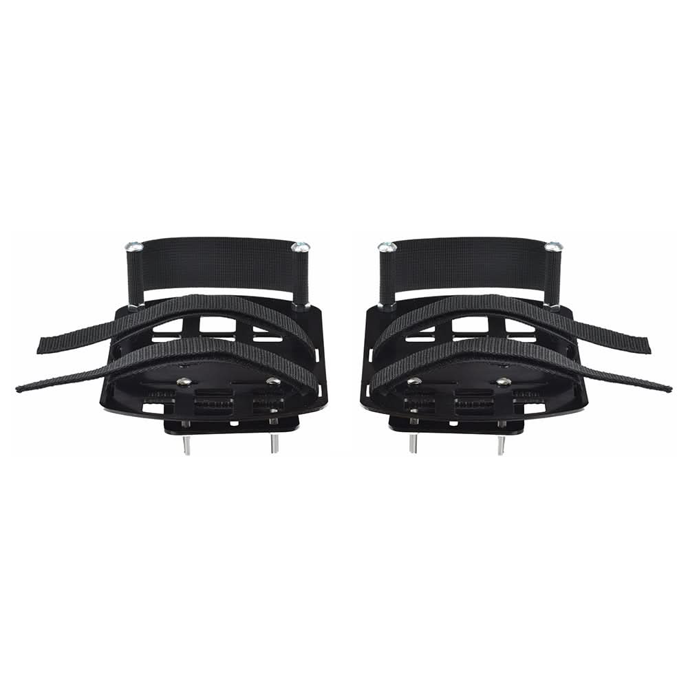 Sunlite Adjustable Heel and Toe Bike Pedal Supports (Pair) shown with black straps on a white background, designed to keep feet securely attached to bike pedals for added safety and convenience.