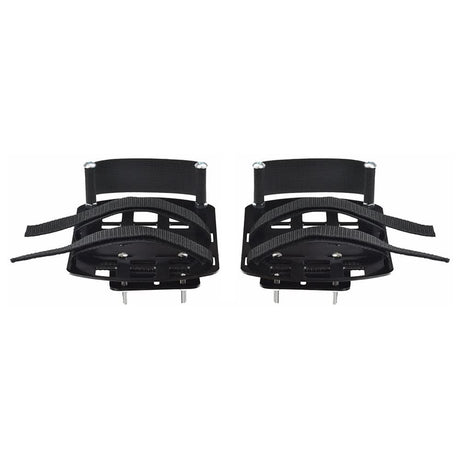 Sunlite Adjustable Heel and Toe Bike Pedal Supports (Pair) shown with black straps on a white background, designed to keep feet securely attached to bike pedals for added safety and convenience.