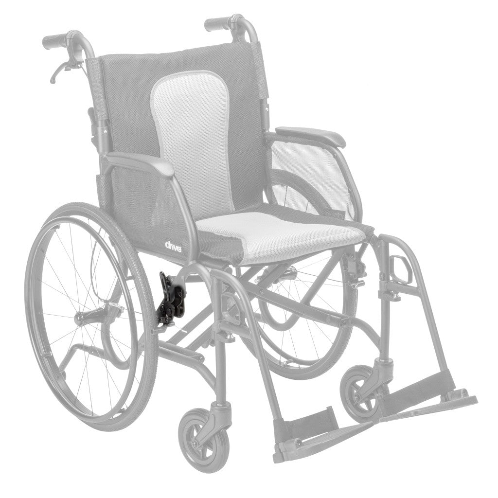 AEROFLY-10 right wheel lock brake shown in color on the Drive Medical AeroFly Ultra-Lite Wheelchair, rest of the wheelchair greyed out