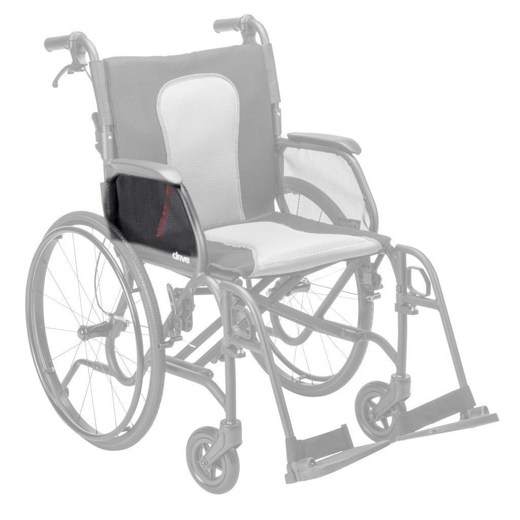 AEROFLY-22 right clothing guard shown in color on the Drive Medical AeroFly Ultra-Lite Wheelchair, rest of the wheelchair greyed out