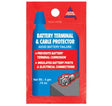 Battery Terminal and Cable Protector for Electric Scooters - Single-Use 4g Pouch, shown in a red and blue package with a label and a close-up of a battery terminal.