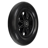 Anti-Tip Wheel Assembly for the Jazzy Select HD, featuring a black wheel with a black rim and bearings installed, designed to provide added stability and security for the power chair operator.