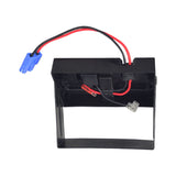 12 Volt 12 Ah Battery for Kid Trax Ride-On Toys, featuring a black box with red and black wires and a blue cable connector, designed for safe, maintenance-free use in various electric ride-ons.