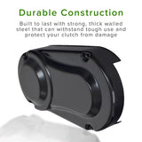 Steel Clutch Cover for the Baja Mini Bike (MB200) (Blemished) - close-up of a thick walled black metal cover with minor scratches, showing the robust design and text.