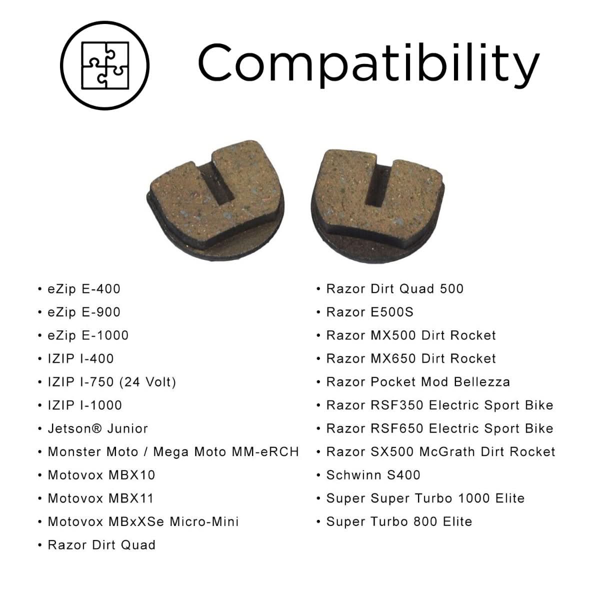 Rounded Brake Pads for Standard & YK2 Flame Calipers (Set of 2) in a close-up view, showing the sintered texture with copper flecks for enhanced durability and performance, suitable for electric dirt bikes and quads.