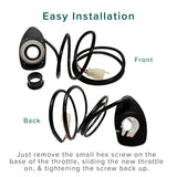 24 Volt Variable Speed 6-Wire Twist Grip Throttle for the Razor Pocket Mod (Versions 13-44), featuring a black wire with a round hole and built-in battery level indicator.