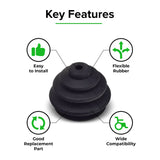 Joystick Rubber Boot for PG Drives Joystick Controllers (VSI, VR2, GC, and Remote Plus), shown as a black rubber ball with green text and a central hole.