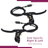 Brake Assembly for the Drive Medical DV8 Steerable Knee Walker showing a pair of black bicycle brake levers with attached black cables, designed for specific side configurations.