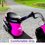 Handlebar Grip Set for the Razor Dirt Quad 500 (Version 1+), featuring one full-length and one half-length grip, displayed on a pink and black scooter with sturdy, textured surfaces for secure handling.