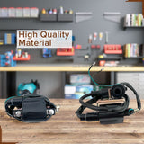 Ignition Coil for 50cc, 90cc, 110cc, 150cc, & 250cc ATV & Dirt Bike Engines with visible spark plug wire, black electrical device, and connected wires, showcasing a close-up of the component.