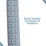 24x1-3/8 (37-540) Gray Pneumatic Wheelchair Tire with C63 Tread, featuring a white rubber exterior and detailed street tread pattern.