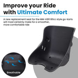 Seat for the Monster Moto / Mega Moto MM-K80 80cc Go-Kart, a black plastic bucket seat with holes and slots for a safety belt, designed to securely hold the rider.