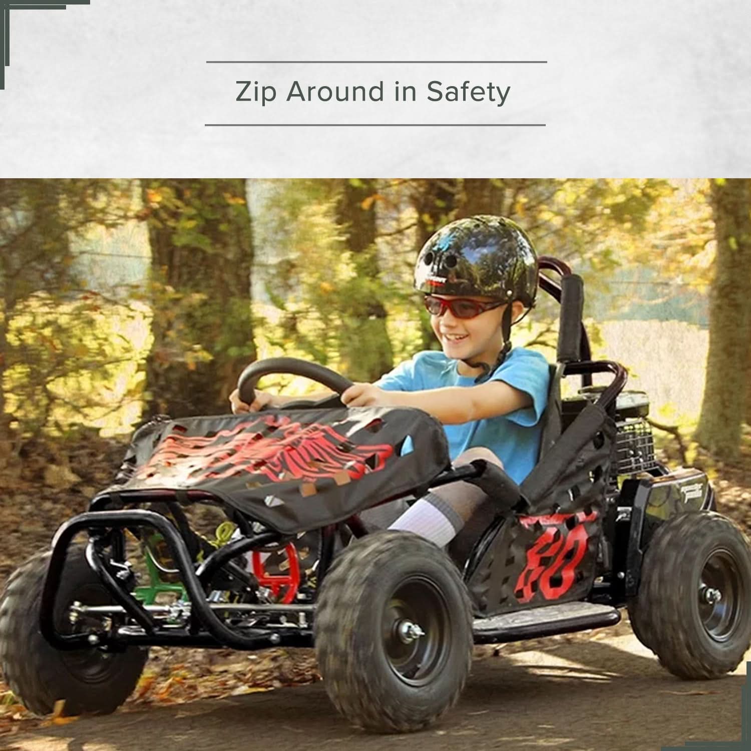 Seat for the Monster Moto / Mega Moto MM-K80 80cc Go-Kart: A black plastic bucket seat with safety belt slots, designed to securely hold the rider while driving the go-kart.