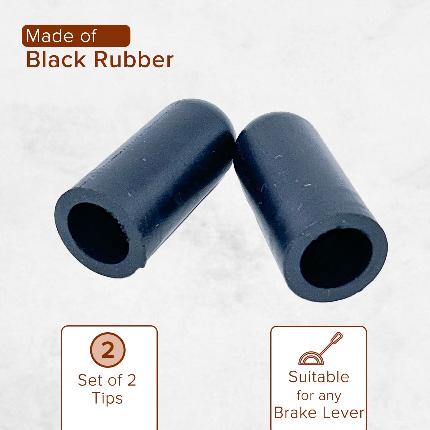Black Rubber Tips for 5/8" Round Invacare Style Wheelchair Wheel Locks Extensions (Set of 2)