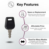 Key for the Drive Bobcat, Scout DST, Spitfire Scout, and Spitfire Scout DLX Scooters featuring a black plastic cover held by a hand.