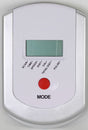 Computer for the Forza F5 Indoor Bicycle Trainer featuring a screen and a prominent red button, designed to track time, speed, distance, calories, and total distance for effective workout monitoring.