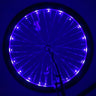 LED Bicycle Rim Spoke String Lights wrapped around a bicycle wheel, displaying the lights in a circular pattern.