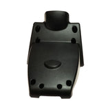 Bottom Console Shroud for the Pride Celebrity XL mobility scooter, featuring a black plastic construction with strategically placed holes. This OEM part is a close-up view of the essential component.