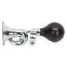 Close-up of a brass Bugle Handlebar Horn with a classic squeeze-bulb design, perfect for bicycles to announce presence with a melodious honk sound.