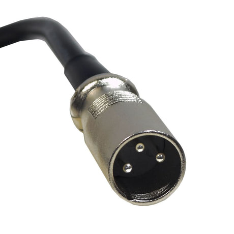 Close-up of the connector and cable for the 24 Volt 5.0 Amp XLR Gel Battery Charger, designed specifically for the Mega Motion Endeavor X mobility scooter.