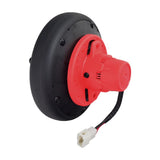 100 Watt Hub Motor Wheel Assembly for the Razor Drift Rider, featuring a treadless tire molded into the hub with visible electrical wires and plug, highlighting its compact, lightweight design.