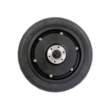 450W Rear Wheel Hub Motor for the Hover-1 Alpha Folding Electric Scooter, featuring a black wheel with a silver rim, showcasing a close-up of the integrated, self-contained drive system.