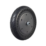 500 Watt Hub Motor & Front Wheel Assembly for the Hiboy® S2 Pro Electric Scooter, featuring a solid rubber tire, visible tread, metal axle, and attached nut, ideal for pavement surfaces.