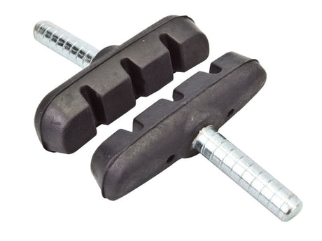 Cantilever Brake Pads with Threadless Post, designed for bicycles and scooters. The image shows a close-up of the black pads, highlighting their durable construction and compatibility with various two-wheeled vehicles.