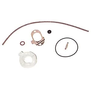Close-up of the Carburetor Repair and Gasket Kit with Needle and Float (19/19, SF/SHB) for Vespa V9B, VMA2, highlighting a metal part and circular gasket.