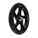 8 (200 mm) Caster Wheel Assembly for the Drive Medical DV8 Steerable Knee Walker, showing a close-up view of a black wheel, highlighting its alloy rim and tire suitable for front and rear use.