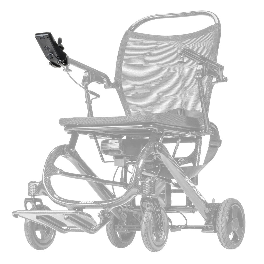 CFPC17FS-14 joystick shown in color on the Drive Medical CarbonTouch Power Wheelchair (CFPC17FS), rest of the power chair greyed out