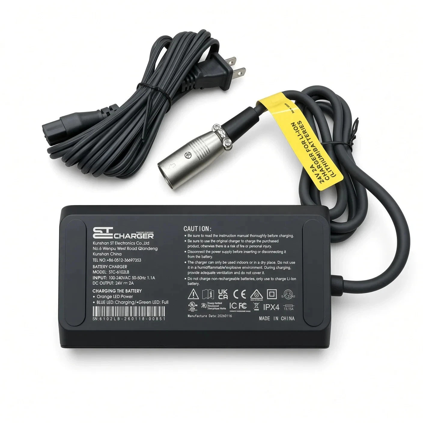 ELE2506208 - 24 Volt 2.0 Amp Lithium-Ion Charger for the Jazzy Carbon, Carbon 27, Carbon HD & Rascal Carbon Cruiser