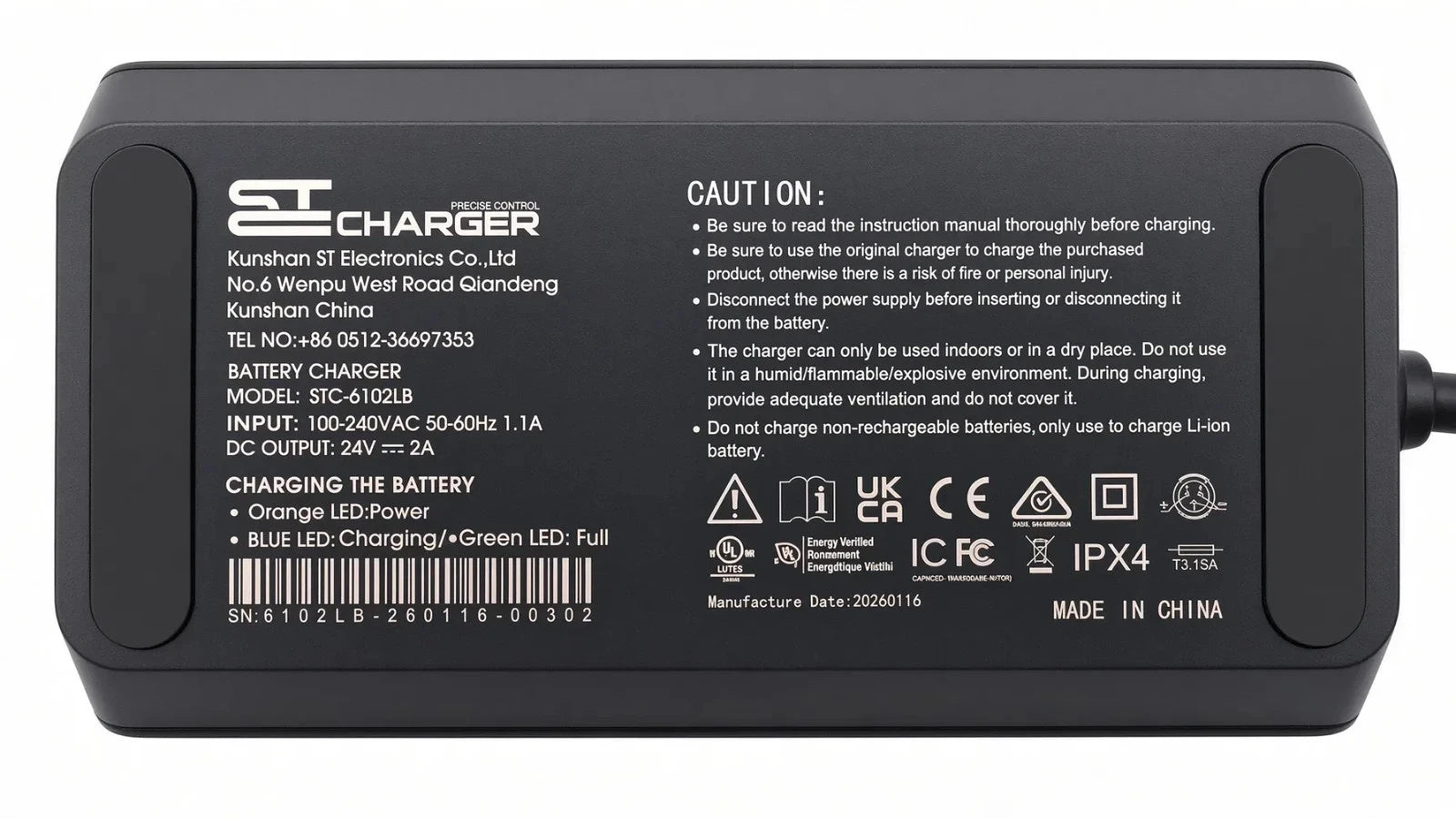 ELE2506208 - 24 Volt 2.0 Amp Lithium-Ion Charger for the Jazzy Carbon, Carbon 27, Carbon HD & Rascal Carbon Cruiser