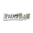 Chrome Radiator Cover for the Yamaha Vino 50, displaying VINO text, with visible screws securing the cover, designed to enhance cooling efficiency and protect the radiator from debris.