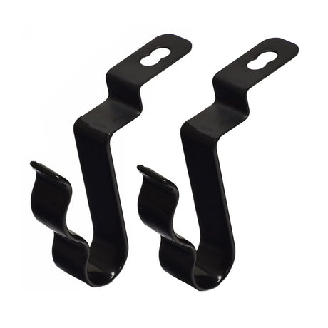 Clip Cane Holder for Pride & Go-Go Mobility Scooters (Set of 2), featuring sturdy black metal hooks designed to attach to the armrest frame of most mobility scooters and power chairs.
