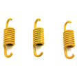 Clutch Spring for 50cc GY6 QMB139 Engines – A close-up of three yellow spiral springs, showcasing their coiled design, ideal for enhancing scooter acceleration and performance.