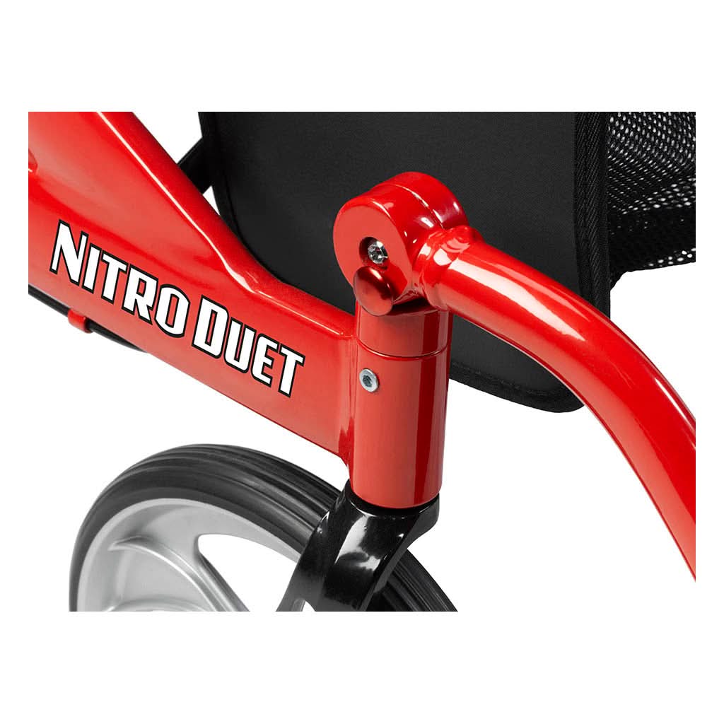 Nitro Duet Dual Function Transport Wheelchair and Rollator Rolling Walker, Red