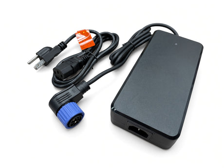 60 Volt battery charger for the Coleman EVB200 mini bike with blue 8-pin connector and detachable AC power cord