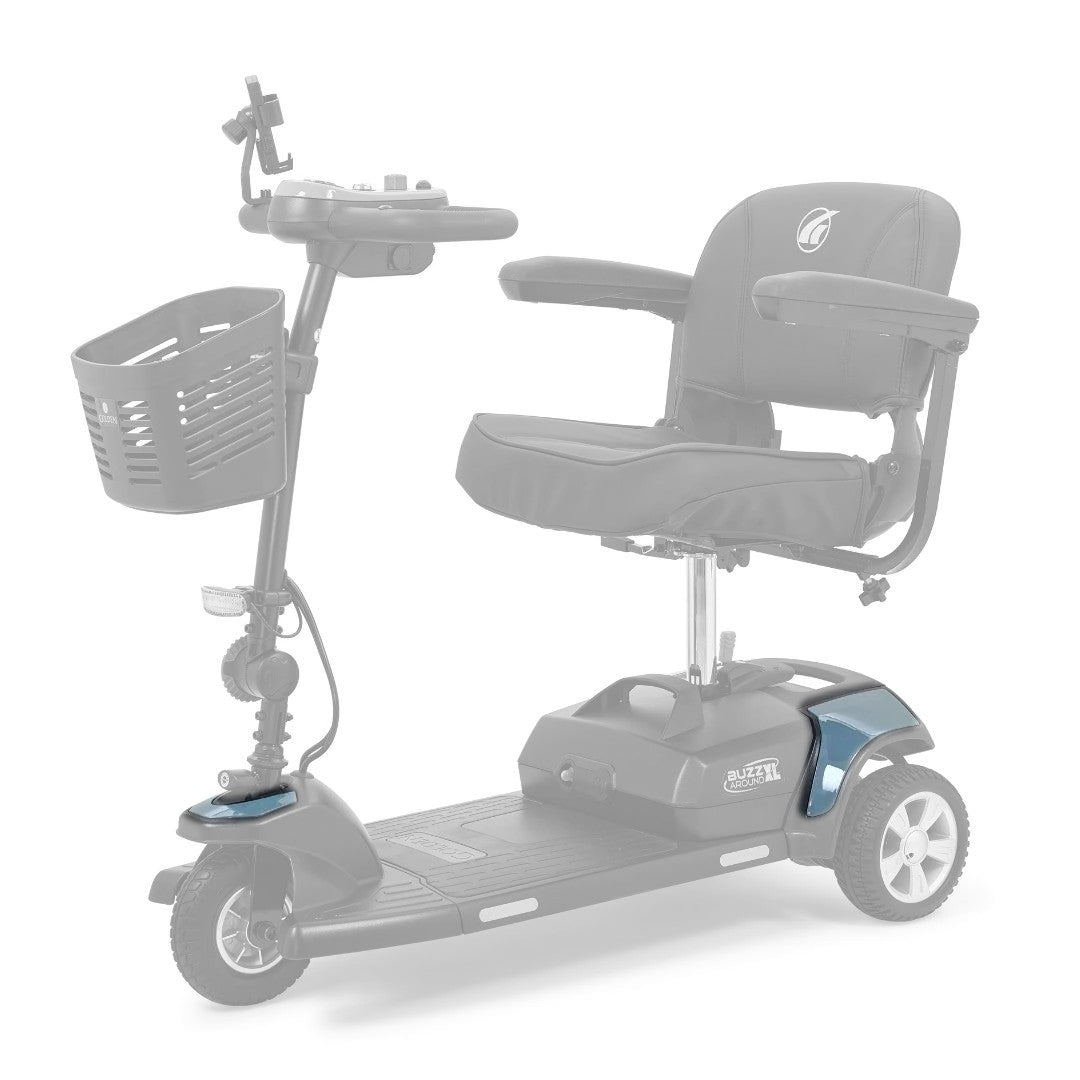 Stone Grey color shroud kit shown in color on the Golden Buzzaround XL 3-Wheel GB121, rest of the scooter greyed out
