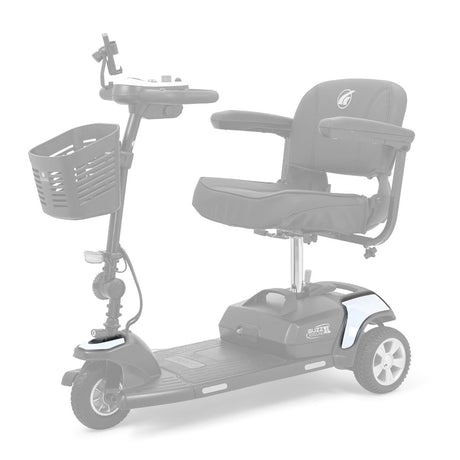 White color shroud kit shown in color on the Golden Buzzaround XL 3-Wheel GB121, rest of the scooter greyed out
